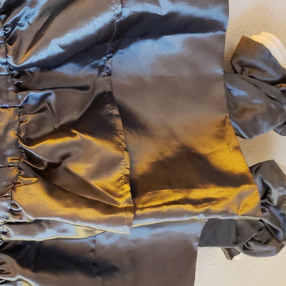 It Inspired Silver Gray Sateen Clown Costume w/Lace Cuffs/Hens and 2 Fur PomPoms - Picture 3 of 11